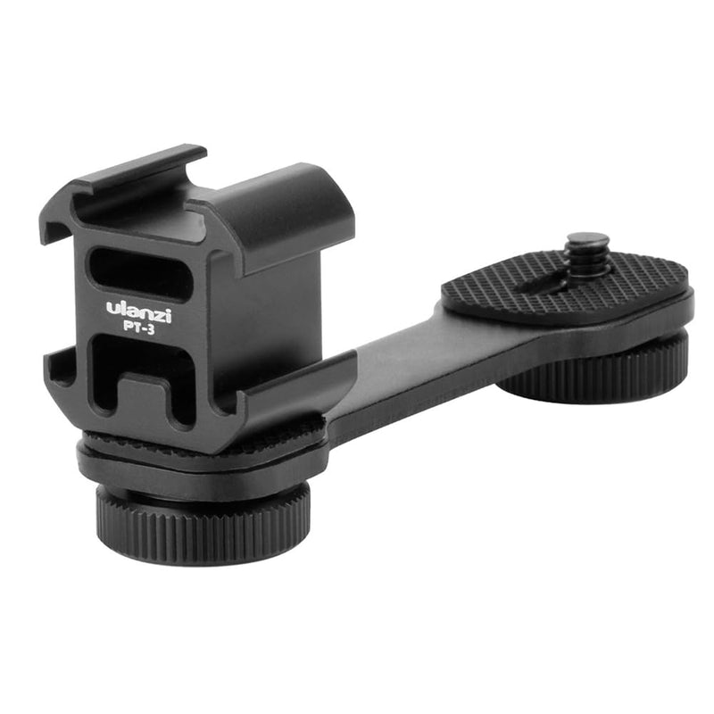 [AUSTRALIA] - ULANZI PT-3 Triple Cold Shoe Mounts Plate Microphone Led Video Light Extension Bracket Microphone Stand Rig Compatible for DJI OSMO Mobile 3 2 OM 4 Zhiyun Smooth 4/Feiyu Vimble 2 Gimbal Stabilizer 