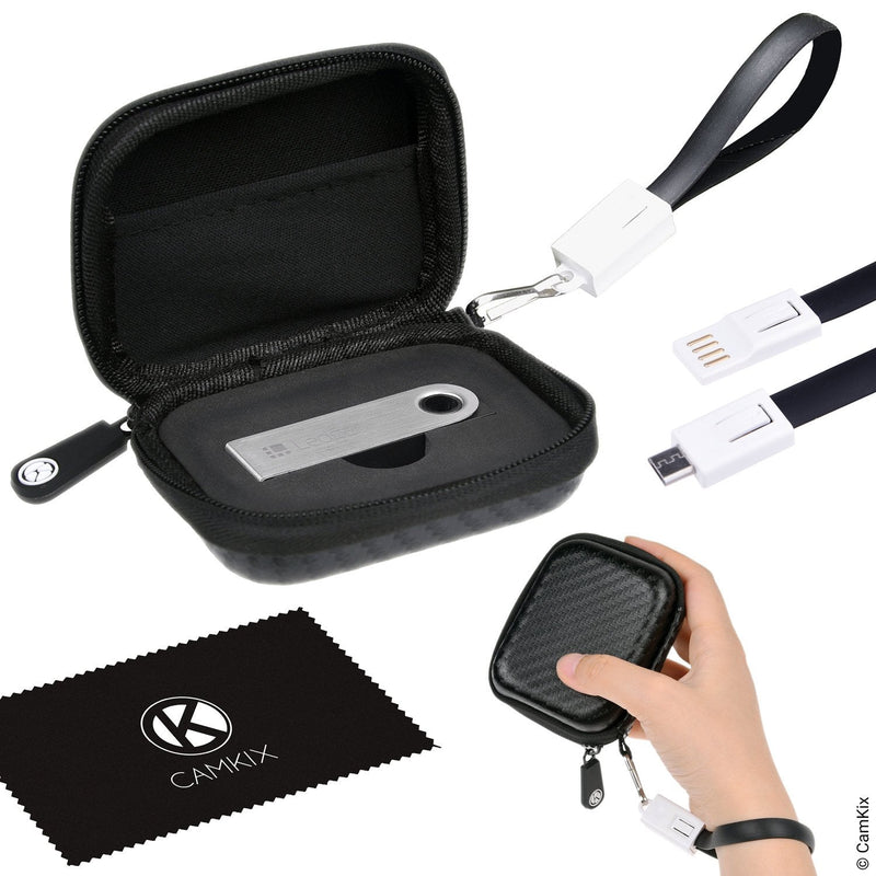 Protective Case for Ledger Nano S Bitcoin/Cryptocurrency Wallet Including USB Strap for Transport, Power and Data Transfer - Durable Nylon Hardshell Case with Mesh Pocket - Light, Secure