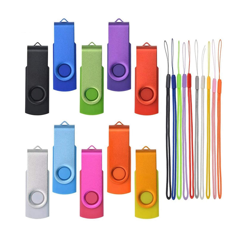 Multipack Memory Stick 128MB - Bulk 10 Pack USB Flash Drives - Kepmem Small Capacity Thumb Drive with Colorful Ropes 10 Pack - Multicoloured