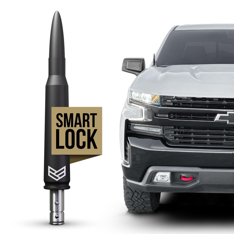 [AUSTRALIA] - RONIN FACTORY Bullet Antenna Chevy Silverado & GMC Sierra Trucks - 50 Cal Truck Antenna Accessories - Anti Theft - Carwash Safe - Short Replacement Antenna for Truck (SmartLock) SmartLock Antenna Chevy & GMC 