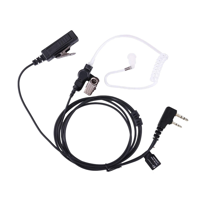 Covert Acoustic Tube Walkie Talkie Earpiece Surveillance Headset with Mic Compatible with 2 Pin Kenwood Two Way Radio 1 pack