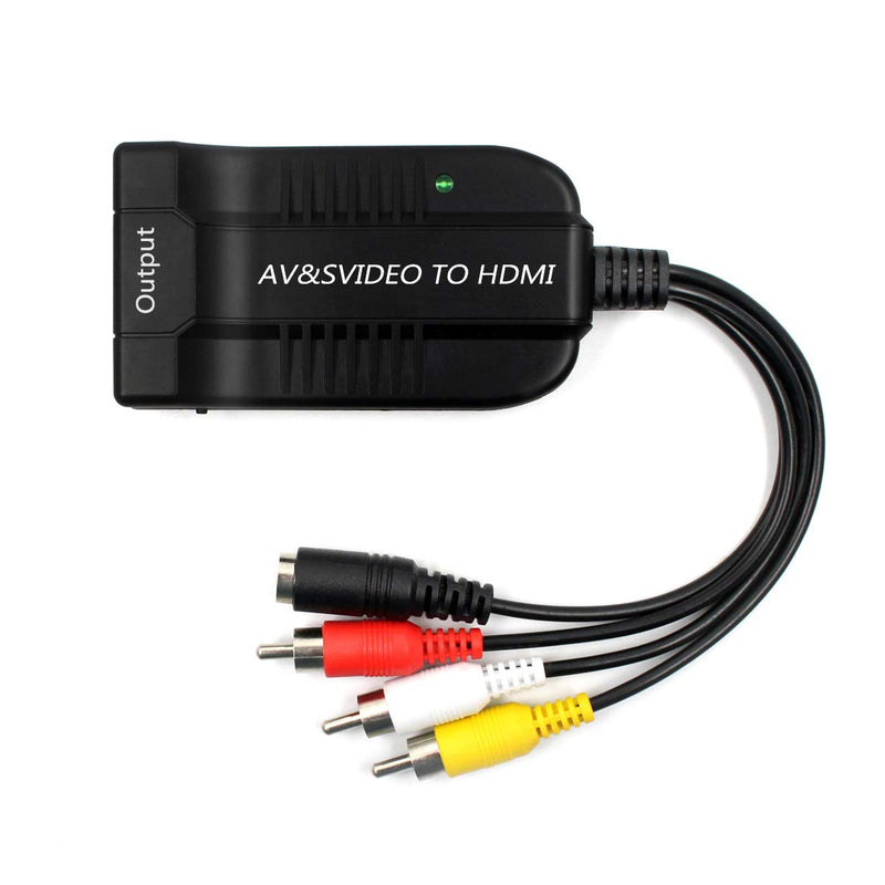 Female AV S Video to Hdmi Video Converter Adapter, Female S Video Input Port,Female AV(CVBS) Input Port,Hdmi Output with Micro Cable for HDTV DVD