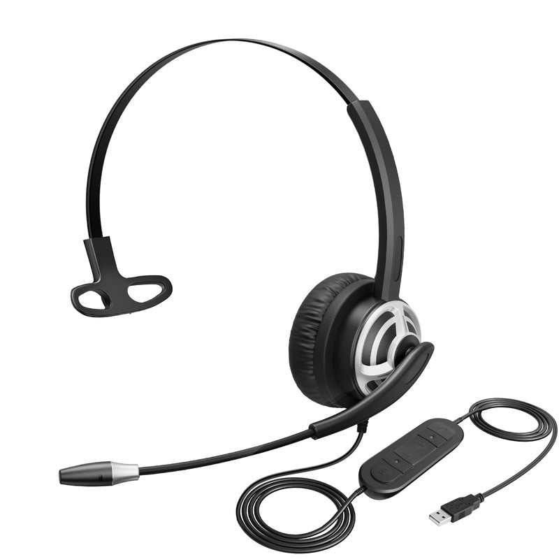 [AUSTRALIA] - MKJ USB Headset with Microphone for PC, Computer Headset with Noise Cancelling Mic for Call Center and Office, Wired Headphones for Laptop UC Platforms Business Ms Teams Zoom Webex Facetime 