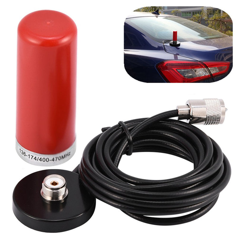 Zerone VHF/UHF Dual-Band Vehicle Mobile Radio Antenna with Magnetic Mount Base Cable for Car Two-Way Radio Walkie-Talkie(Red)