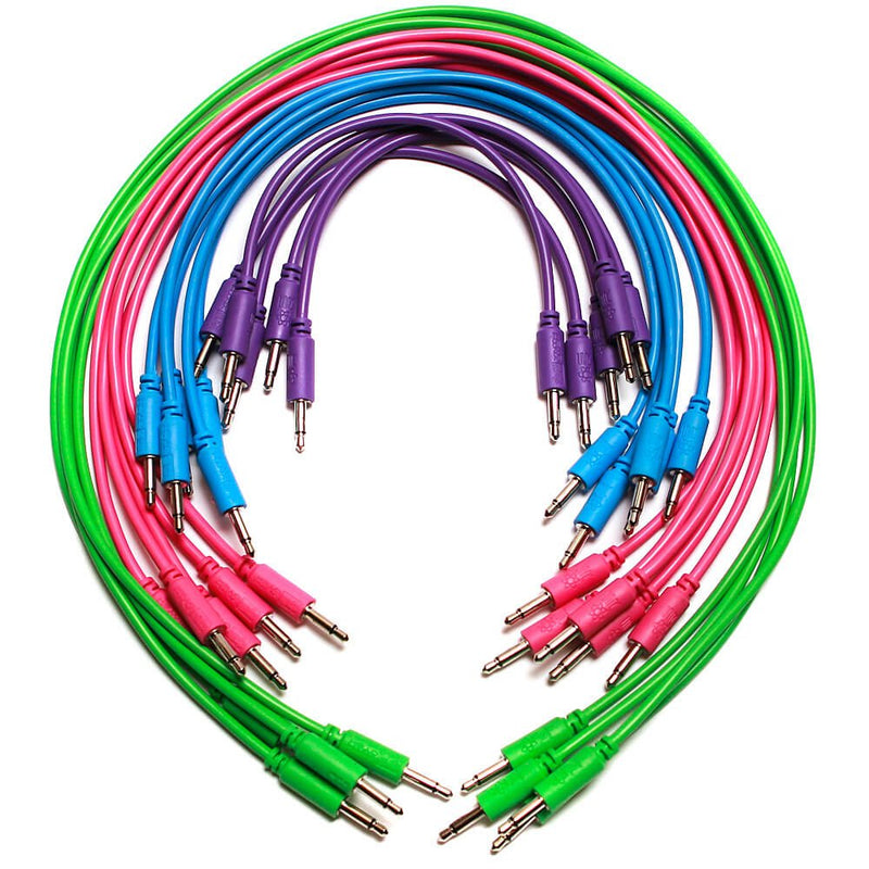 Eurorack Patch Cables - 20 Pack! 3.5mm 1/8 inch Mono 6" 12" 18" 24" (15cm, 30cm, 45cm, 61cm)