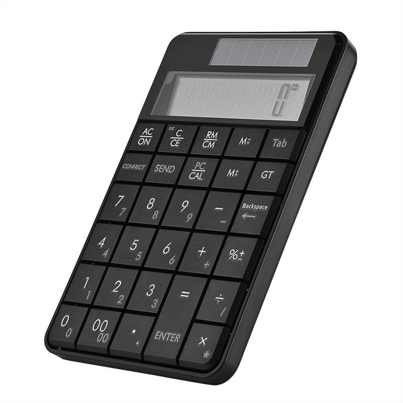 Compact USB keypad with Display Calculator Function, 29 Keys Portable Wireless Number Pad Mini Solar Power Smart Keypad & Office Calculators with LCD Display for Laptop PC Desktop