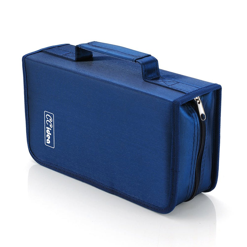 CCidea CD Case DVD Storage Holder, 128 Capacity DVD Cases Organizer CD Plastic Protective Carrying Binder,Portable Cd Wallet for Home Travel (Blue) L11 xW 6 x H3.5 INCH Blue