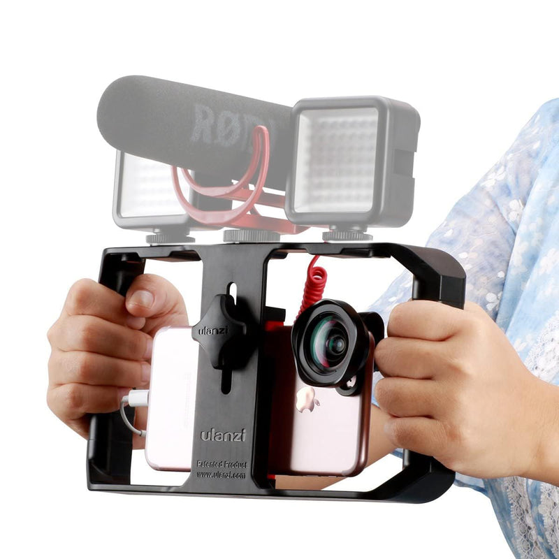 Ulanzi U Rig Pro Video Rig for iPhone, Phone Stabilizer Rig w Triple Cold Shoe Mount,Phone Tripod Mount for iPhone 12 11 Pro Max XS Max X 8 Plus OnePlus 7 Pro Samsung Google Pixel Vlogging Filmmaking