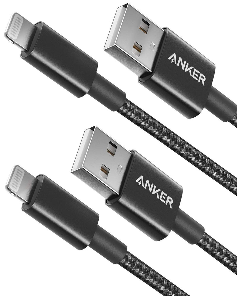 Anker iPhone Charger Cable, (2-Pack) 6ft, Premium Nylon USB-A to Lightning Cable, MFi Certified Cable for iPhone SE/Xs/XS Max/XR/X/8 Plus/7/6 Plus, iPad, and More. Black 2