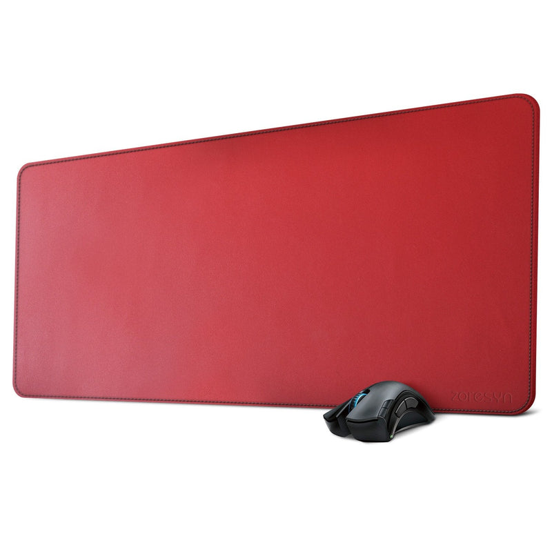 ZORESYN XL Large Mouse Pads (35"x16") - PU Leather Large Gaming Mousepad Desk Mat - Nonslip Base and Waterproof Desktop Keyboard Extended Mouse Mat (Red, X-Large) 90x40cm Red
