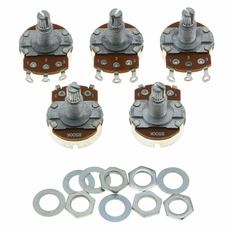 [AUSTRALIA] - Dopro 5pcs Linear Guitar Pots Volume 500K Electric Guitar Large Pots 24mm Base with Long Split Shaft Guitar Potentiometer B500K Long 18mm Shaft 
