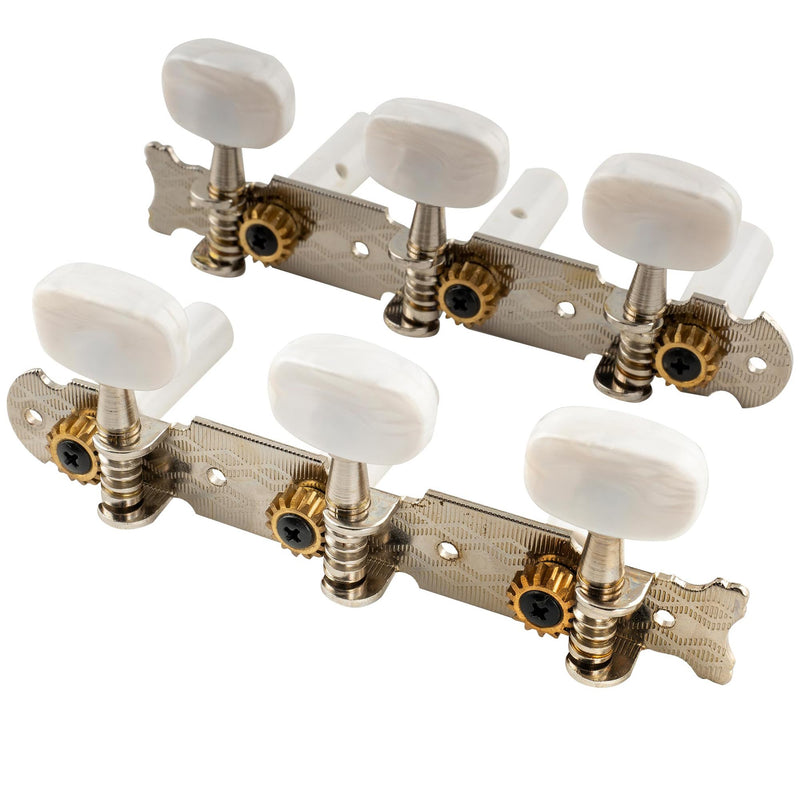 Musiclily Pro 3+3 Classical Guitar String Tuning Pegs Keys Guitar Machine Heads Tuners Set for Classical Guitar, Nickel Oval Button Oval button Nickel