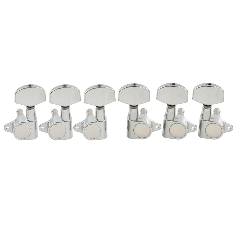 [AUSTRALIA] - Musiclily Pro R15J 3R3L 15:1 Ratio Full Sealed Machine Heads Tuners Tuning Pegs Keys with Big Hex Button Right Angle Screw for Acoustic Electric Guitar, Chrome 3R3L Chrome 