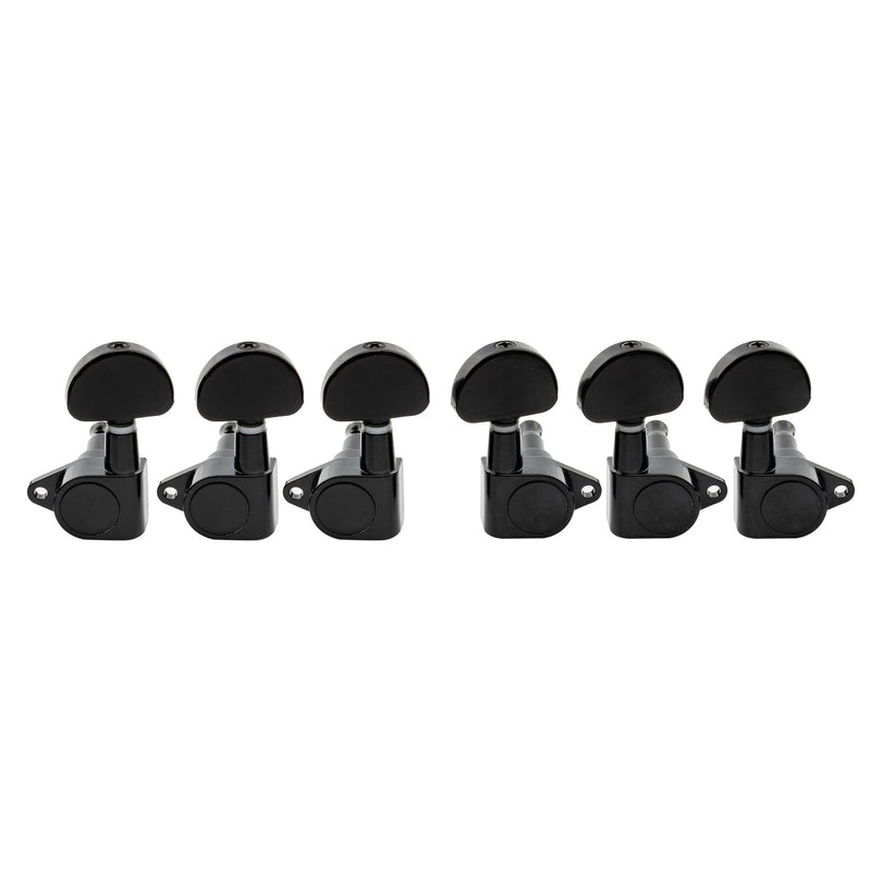 Musiclily 3+3 Epi Style Sealed Guitar Tuners String Tuning Pegs Keys Machine Heads Set for Les Paul Epiphone Electric Guitar, Half Moon Button Black Epi Half Moon Black