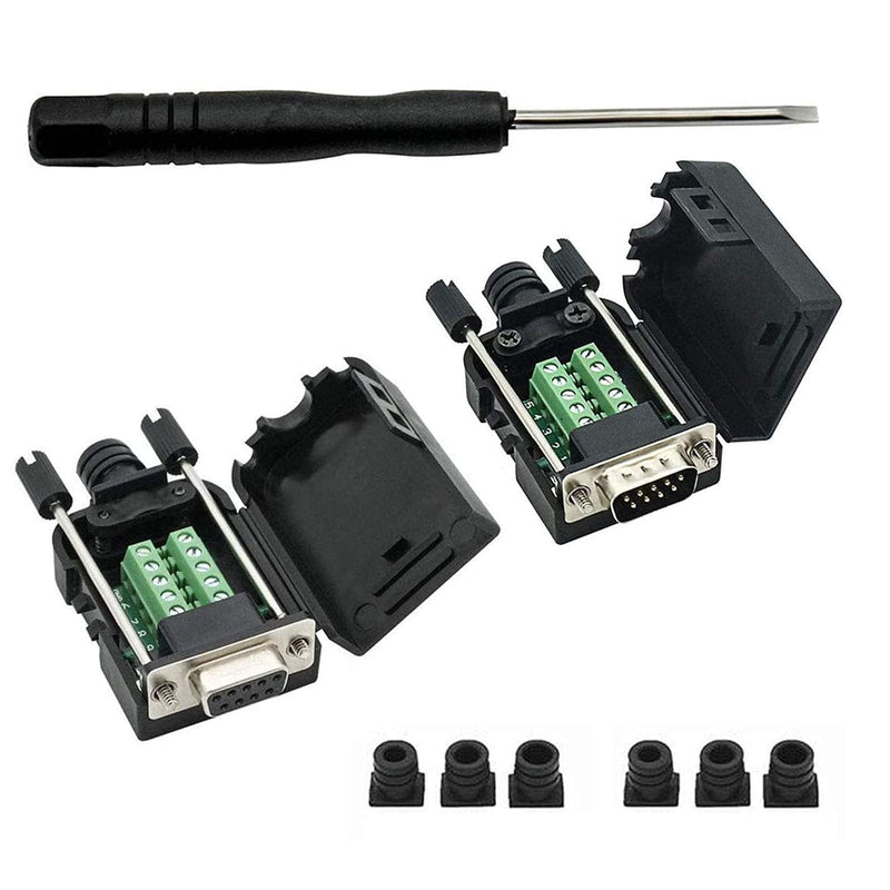 DB9 Breakout Connector DB9 RS232 D-SUB Female and Male Adapter 9-pin Port Adapter to Terminal Connector Signal Module with case(Female Connector,Male Connector DB9 5+5 with case )