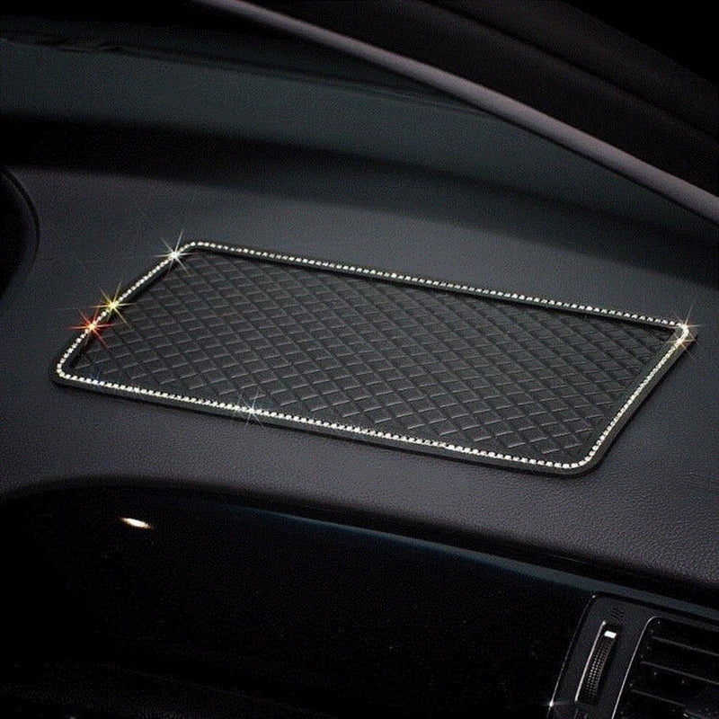 Glitter Bling Crystal Anti-Slip Phone Hold Dashboard Sticky Pad Non-Slip Mat (Black) Black