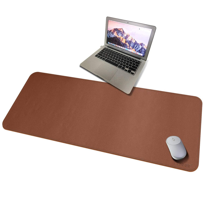 CENNBIE Extended Leather Gaming Mouse Pad/Mat, Large Office Writing Desk Computer Leather Mat Mousepad,Waterproof - 39.3"x19.6" (Brown) 39.3" x 19.6" Brown