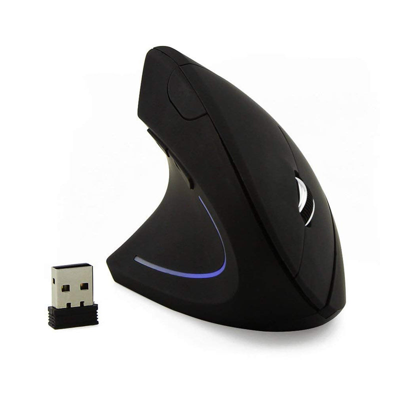 Left-Handed Mouse,2.4G Wireless Vertical Ergonomic Optical Mouse Portable Office Gaming Cordless Mice with USB Receiver for PC Laptop Computer Desktop,800/1200/1600DPI 6 Buttons,Breathing LED Light Black 1