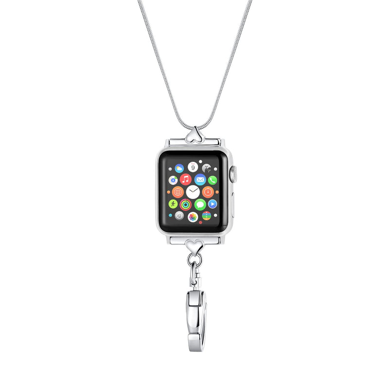 Divoti iWatch Necklace Adapter Compatible with Apple Watch | ID Badge Holder Necklace, Series 38/40 / 41mm | Stylish & Durable Stainless Steel | Snake Chain Strap Replacement Wearable Women & Men Badge Holder, All Series: 38 / 40 / 41mm