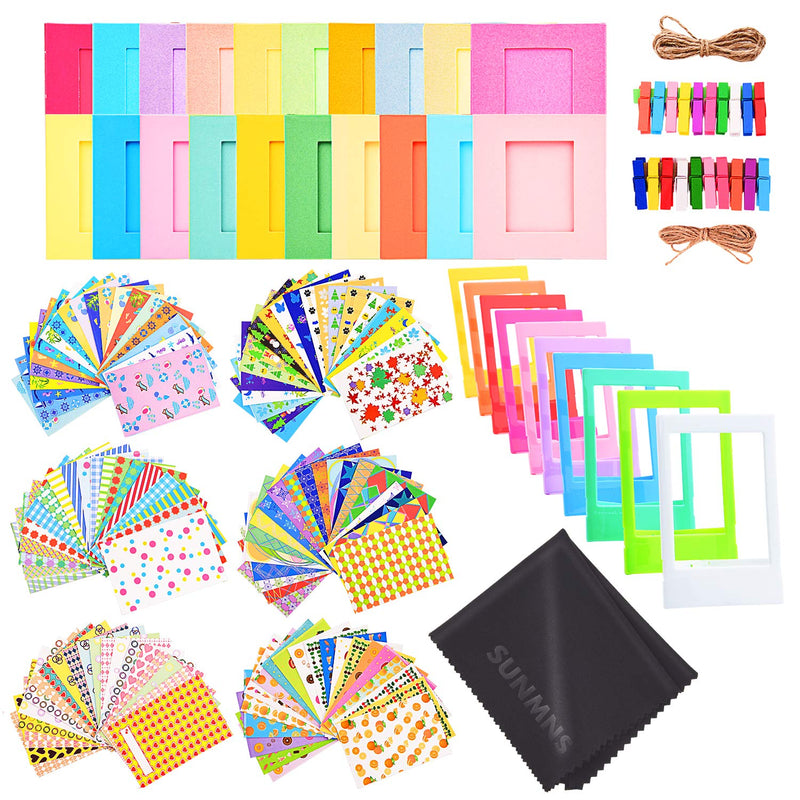 Colorful Bundle Kit Accessories Set Compatible with Instax Mini 12 11 9 8 90 70 Camera, Accessory Include Film Stickers, Desk Frames, Hanging Frame