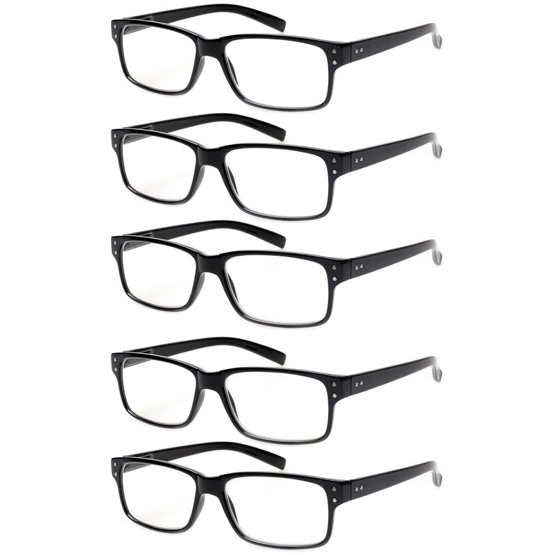 NORPERWIS Reading Glasses 5 Pairs Quality Readers Spring Hinge Glasses for Reading for Men and Women (5 Pack Black, 2.50) 5 Pack Black 2.5 x