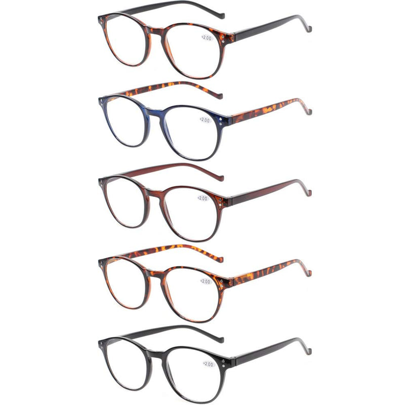 NORPERWIS 5 Pairs Reading Glasses - Standard Fit Spring Hinge Readers Glasses for Men and Women 5 Pack Mix Color 2.5 x