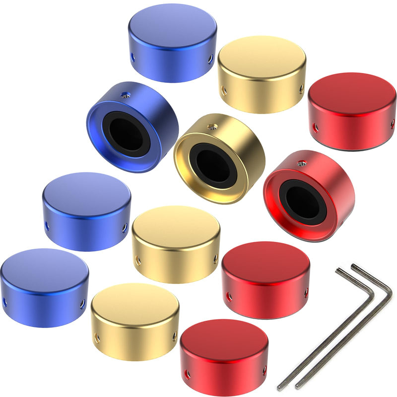 Footswitch Topper Guitar Pedal Button Caps with 3 Set Screws and Protective Fitting Increasing Accuracy,Comfort for Common Switches diameter of 3/8"| SOLUTEK BUTTONS V1 12Pcs Red Blue Gold RedBlueGold