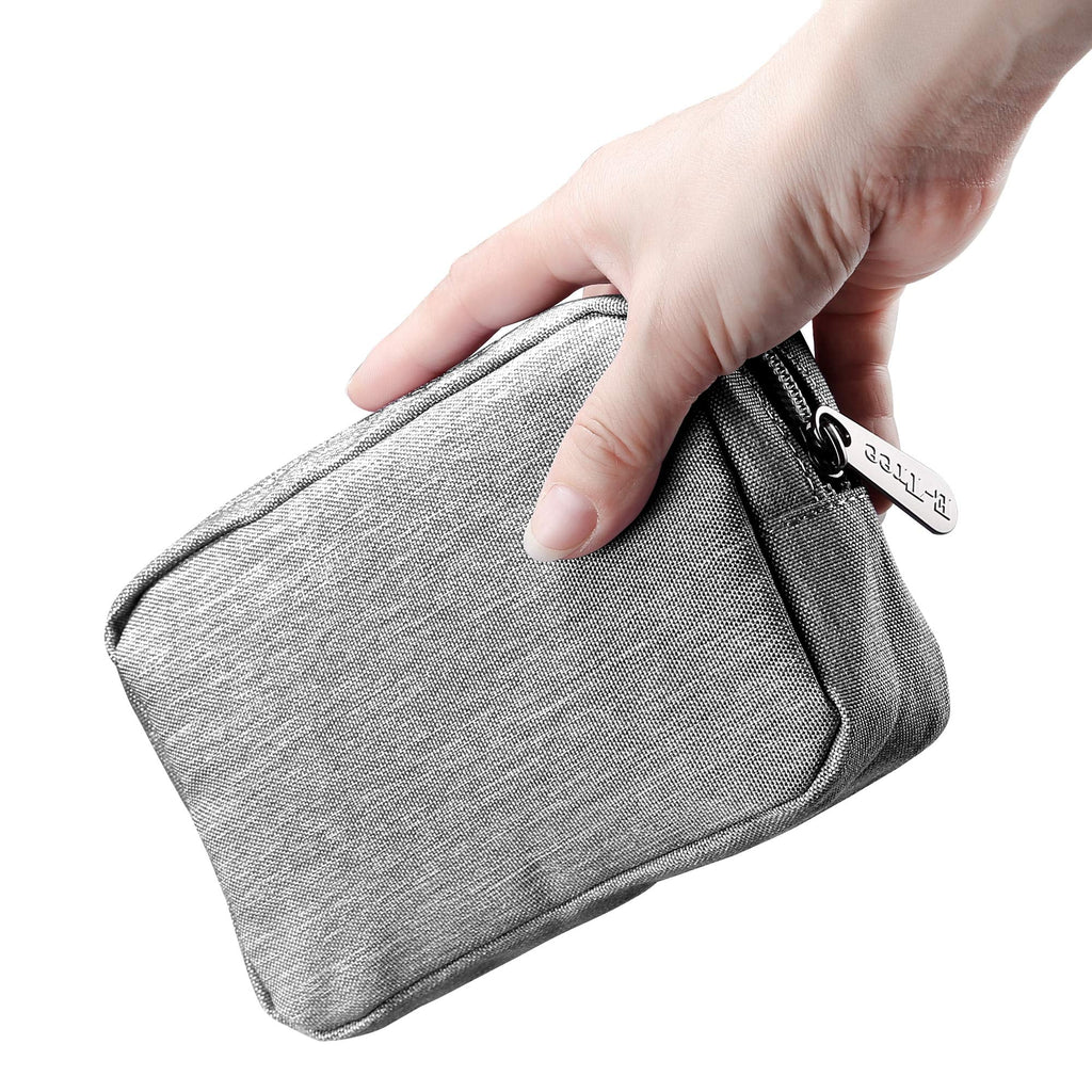 E-Tree 7 inch Canvas Zippered Small Bag, Mini Travel Makeup Carrying Case, Cosmetic Bag, Portable Electronics Accessories Organizer, Tiny Coin Purse Wallet, Little Pouch for Little Items, Grey 6" X 1.8" X 4"