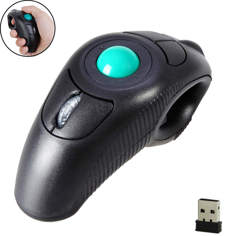 EIGIIS 2.4G Ergonomic Trackball Handheld Finger USB Mouse Wireless Optical Travel DPI Mice for PC Laptop Mac Left and Right Handed Black Wireless Green TrackBall