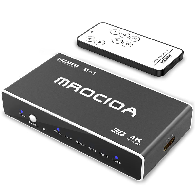 [AUSTRALIA] - Mrocioa HDMI 2.0 Switch 5 in 1 Out with Remote, 4K@60Hz Splitter Switcher, HDCP 2.3, ARC, CEC, ALLM/VRR, Dolby Vision/HDR10+/Atmos, Aluminum+Acrylic, for PS5/4, Xbox, Apple TV, Fire TV 