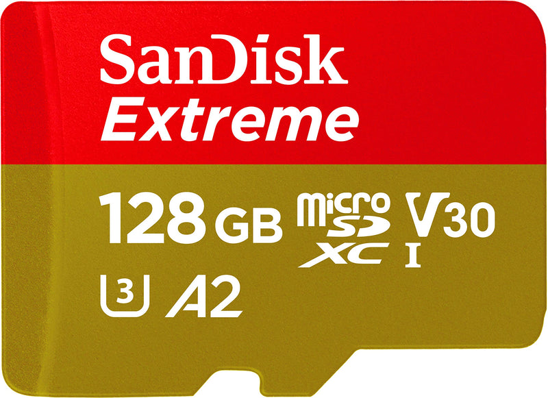 SanDisk 128GB Extreme microSDXC UHS-I Memory Card with Adapter - Up to 160MB/s, C10, U3, V30, 4K, A2, Micro SD - SDSQXA1-128G-GN6MA Card Only