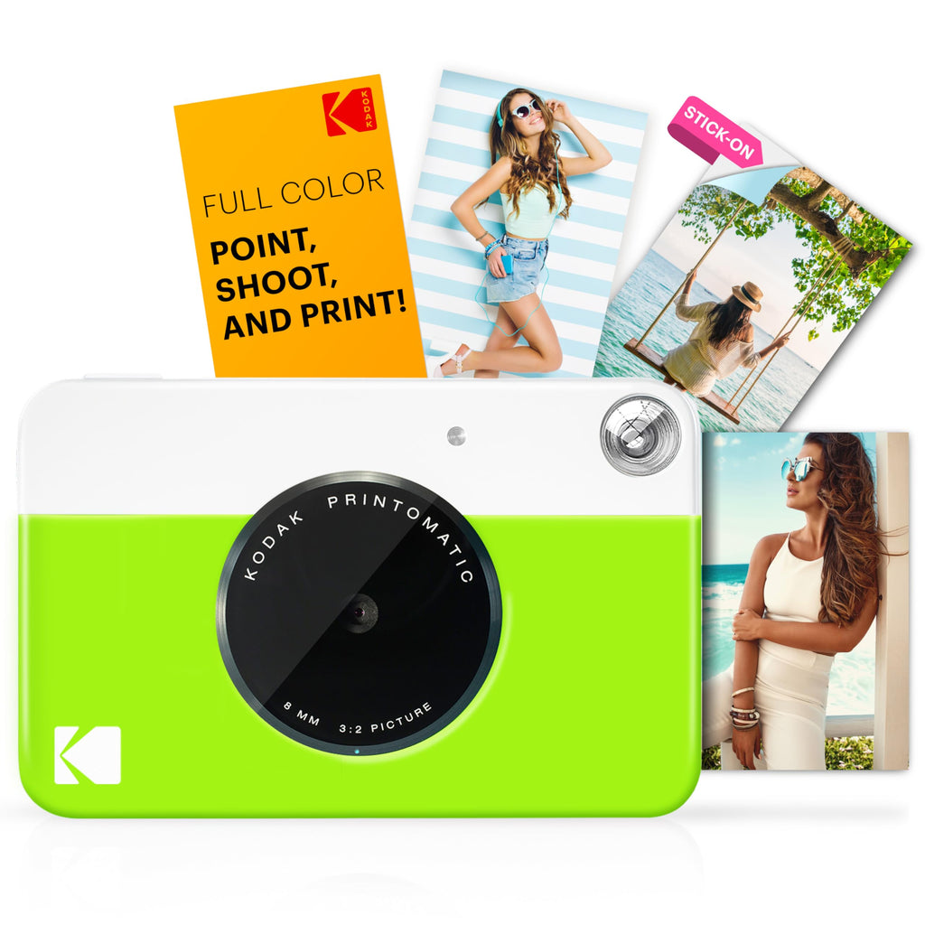 KODAK Printomatic Full-Color Instant Print Digital Camera - High-Quality Photos On Zink 2x3" Sticky-Back Photo Paper - 5MP, Portable, Creative Fun Gift for Birthday, Christmas, Holiday - Green