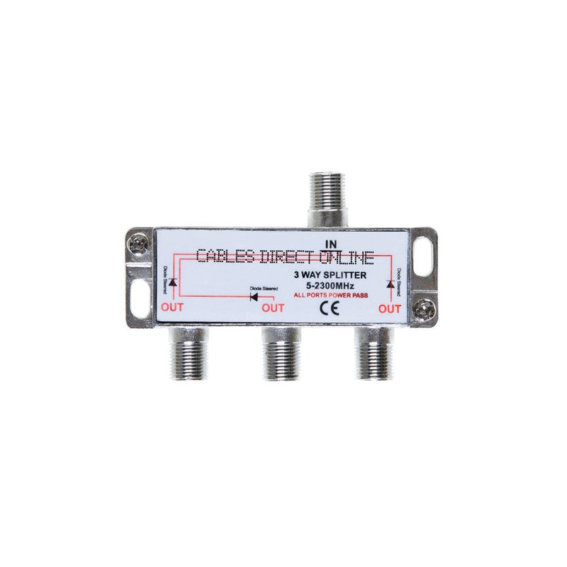 [AUSTRALIA] - Cables Direct Online 3 Way Bi-Directional 5-2300 MHz Indoor and Outdoor Waterproof Coaxial Antenna Splitter for RG6 RG59 Coax Cable Satellite HDTV (3 Ports) Pack of 1 