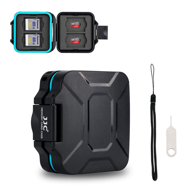 JJC 8 Slots Memory Card Case Holder Storage for 4 SD SDHC SDXC Card and 4 Micro SD TF Card, Small SD Micro SD Card Case Organizer Waterproof & Anti-Shock For 4 SD+4 Micro SD