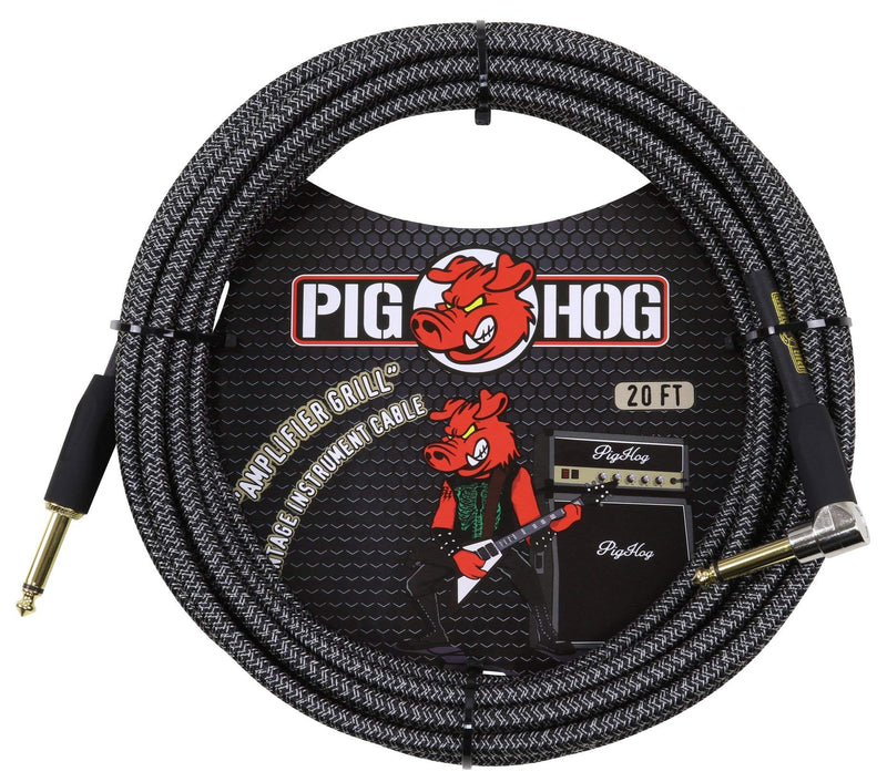 [AUSTRALIA] - Pig Hog PCH20AGR Right-Angle 1/4" to 1/4" Amplifier Grill Guitar Instrument Cable, 20 Feet 20 ft 