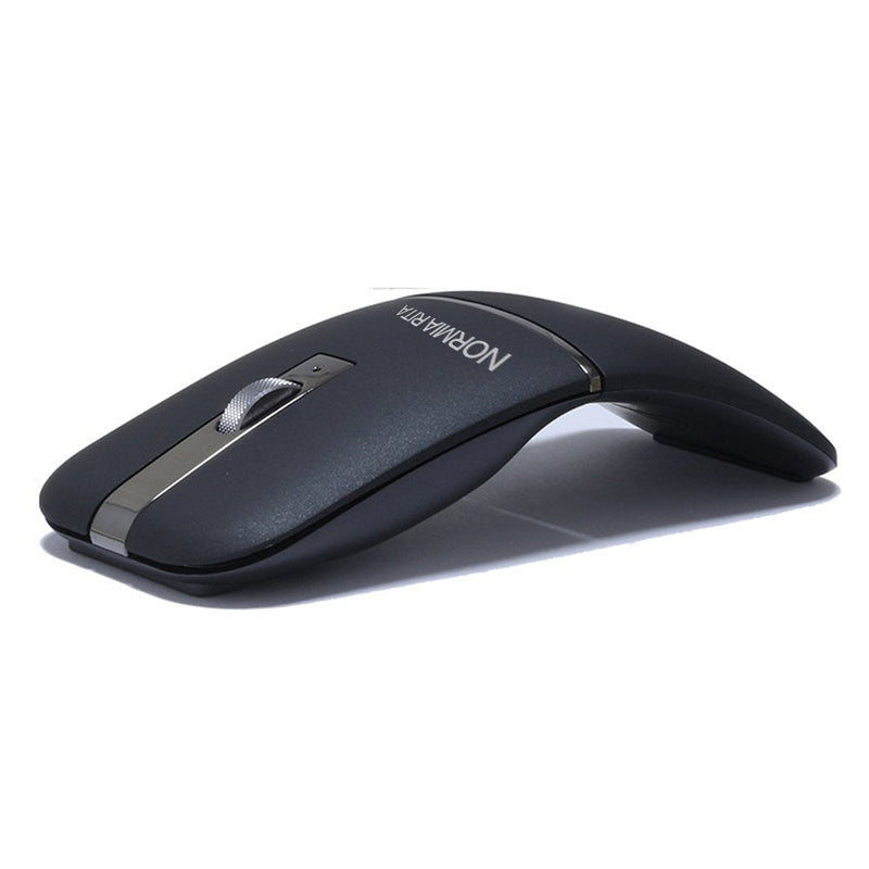 NORMIA RITA Foldable Arc Wireless Mouse Silent Click Bluetooth 2.4GHz Dual Modes Portable Curved Mouse for Home, Office, Travel Gray