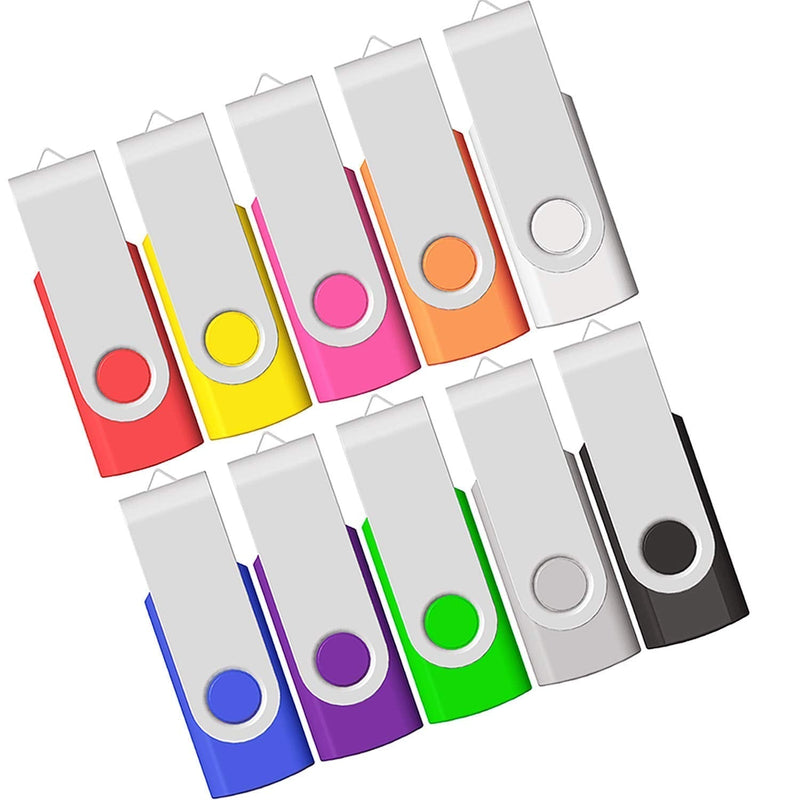 4GB USB Flash Drive, Flash Stick 4 GB 10 Pack Memory Stick JBOS Swivel Thumb Drives Gig Stick USB2.0 Pen Drive for Fold Digital Date Storage, Zip Drive, Jump Drive, Disk Key, USB Stick, Mixed Colors 4GB Mix(10)