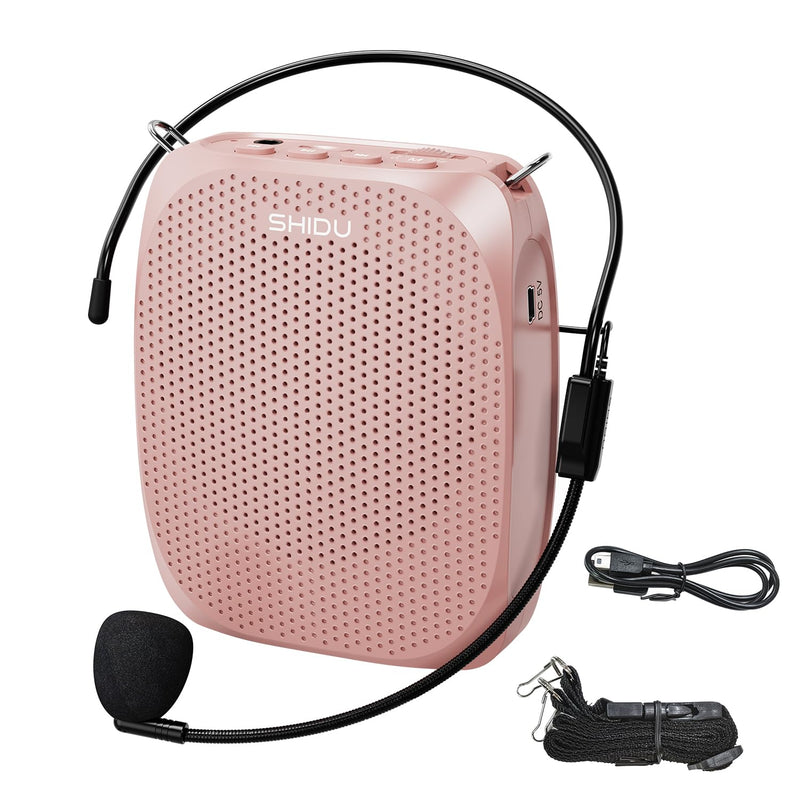[AUSTRALIA] - SHIDU Voice Amplifier Teachers,Megaphone Speaker Portable PA System with Microphone Headset(Work of 12hours) Supports MP3 Format Audio for Tour Guides Coaches Yoga Fitness Instructors Rose-Gold 