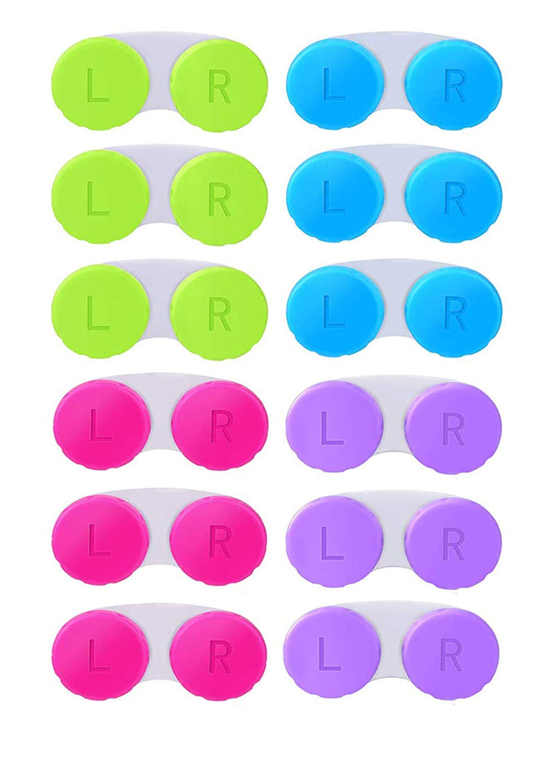12 Pack Colorful Contact Lens Case Box Holder Container Soak Storage Kit 12 Count (Pack of 1)