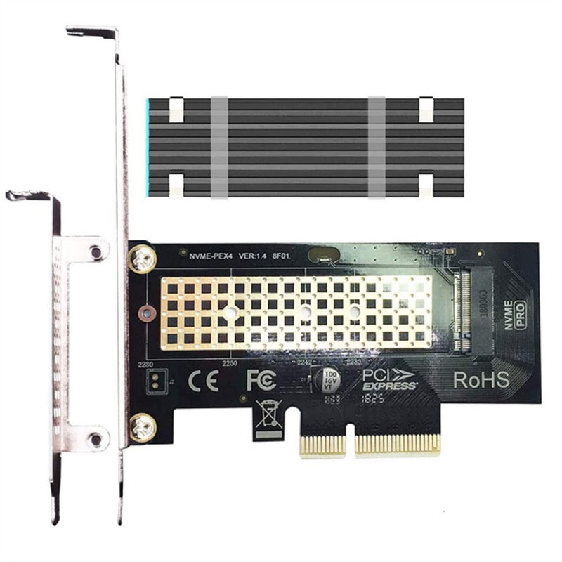 GLOTRENDS M.2 PCIe NVMe 4.0/3.0 Adapter with 0.12 Inch Thick M.2 Heatsink for M.2 PCIe SSD (NVMe and AHCI), PCIE 3.0X 4 Full Speed, Desktop PC Installation (PA09-HS)