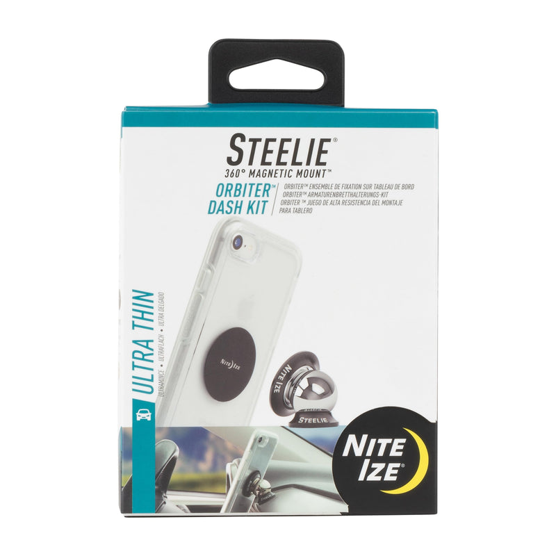 Nite Ize Steelie Orbiter Dash Kit - Metal Plate Attaches to Exterior of Charger - Dashboard System with Magnetic Socket, Dash Mount & Metal Plate - Orbiter