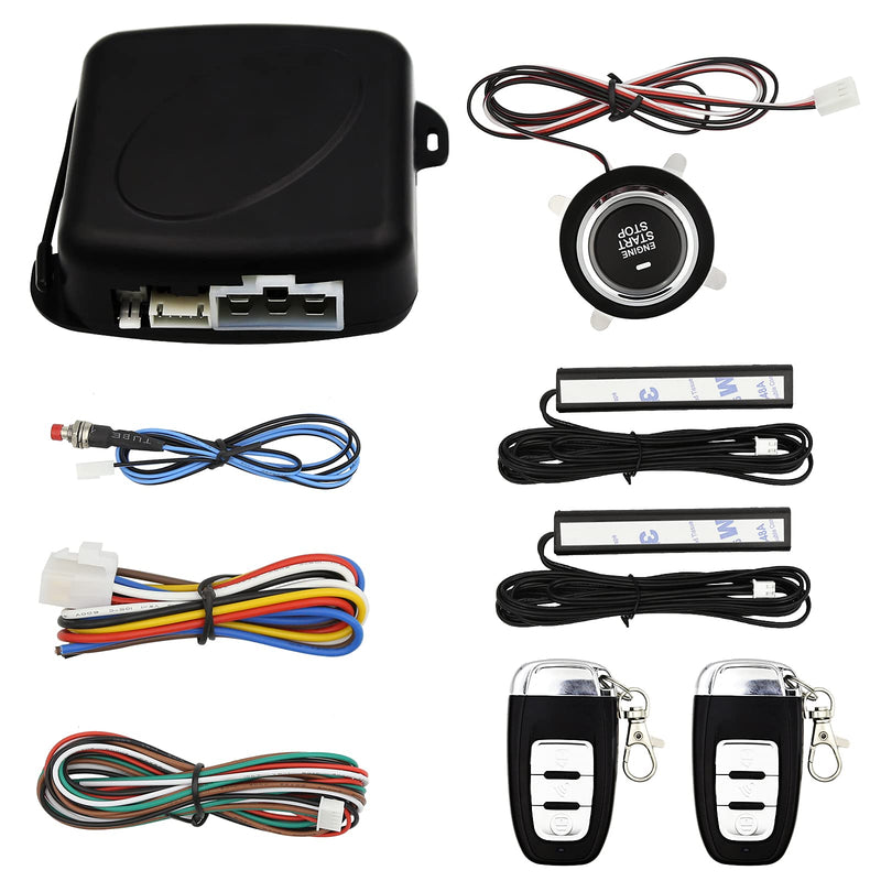 [AUSTRALIA] - 3T6B Passive Keyless Entry Car Alarm System PKE Engine Starter Push Button Vehicles Start/Stop Kit Safe Lock with 2 Smart Key (Upgrade) Universal 
