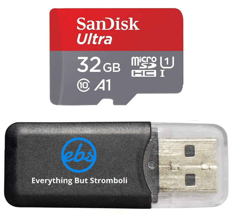 32GB SanDisk Micro SDHC Class 10 UHS-1 32G Memory Card for Yi 1080p, Yi Dome, Yi Home Camera 2, White Black Security Surveillance Cameras with Everything But Stromboli (TM) Card Reader