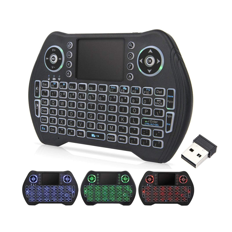 Backlit Mini Wireless Keyboard with Touchpad Mouse Combo with Rechargable Li-ion Battery & Multi-Media Handheld Keyboard for Google Android TV Box Smart TV X-Box PC HTPC PS3 PAD Windows Linux MacOS