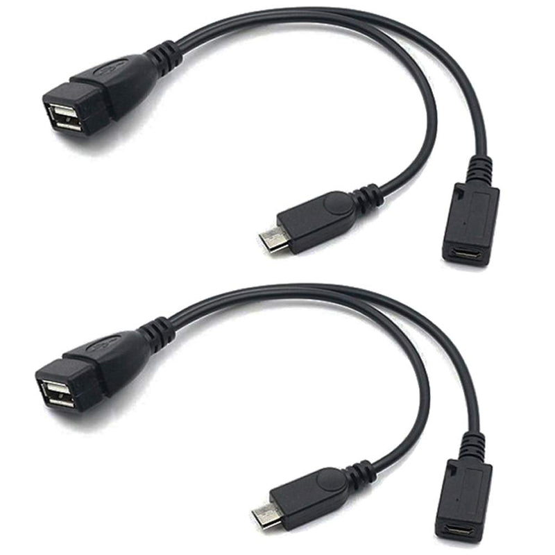 AuviPal 2-in-1 Micro USB to USB Adapter (OTG Cable + Power Cable) for Fire Stick, Playstation Classic and More - 2 Pack 1 USB Port