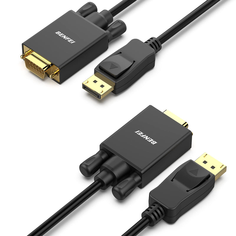 [AUSTRALIA] - BENFEI DisplayPort to VGA 1.8M Cable 2 Pack, Display Port to VGA Adapter Male to Male Gold-Plated Cord for Lenovo, Dell, HP, ASUS and Other Brand 6 Feet 
