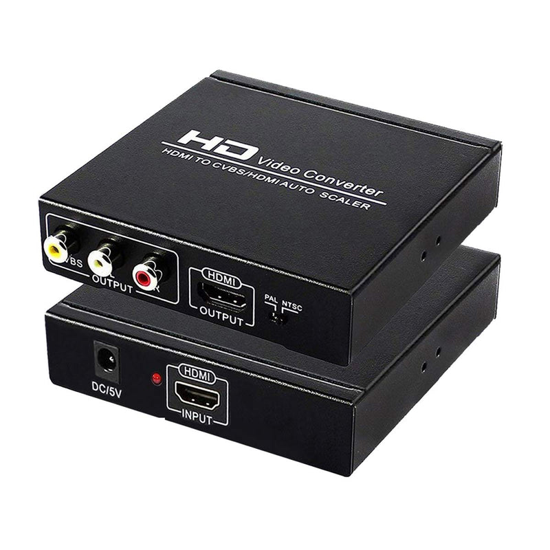 [AUSTRALIA] - HDMI to RCA and AV 3RCA Converter Adapter, Support 1080P, PAL, NTSC for HD TV and Older TV (Black, Iron Shell) 