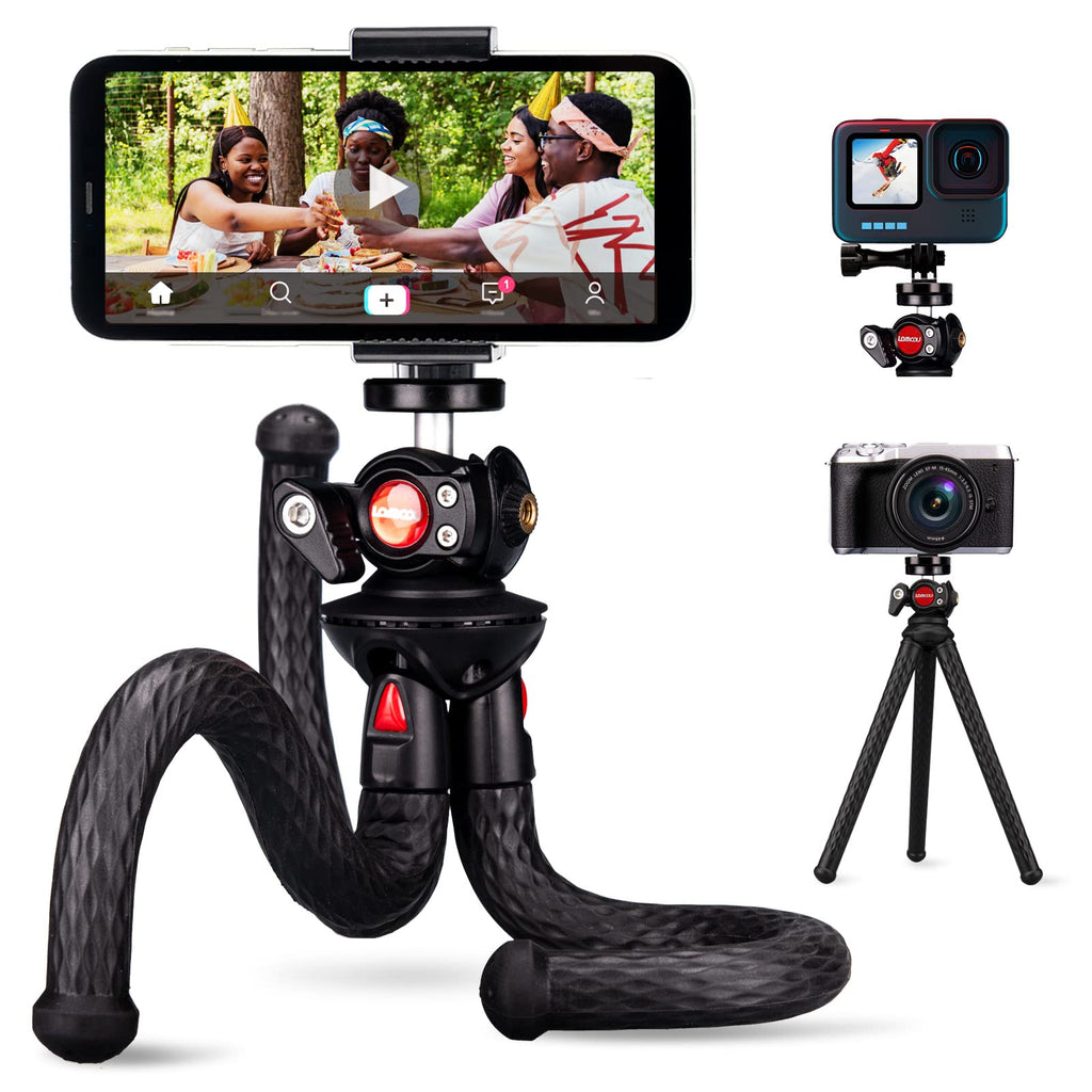 Lammcou Phone Flexible Tripod Actioncam Lightweight Vlogging Bendable Travel Octopus Gorilla Portable Mini Tripods DSLR Hero 12 11 10 trípode for Vlogging Video Recording