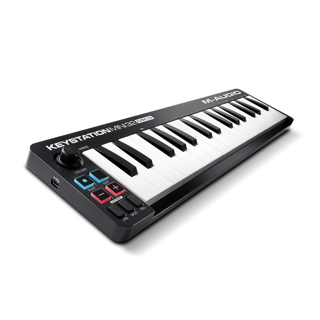 M-Audio Keystation Mini 32 MK3 - USB MIDI Keyboard Controller with 32 Velocity Sensitive Mini Keys and Recording Software Included 32 Keys