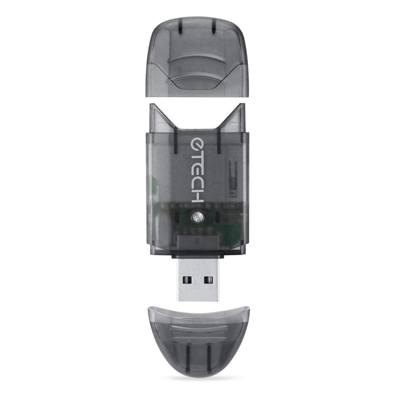 eTECH Collection USB 2.0 SD/SDHC/SDXC Memory Card Reader/Writer - Support SanDisk Kingston 256GB 128GB 64GB 32GB 16GB SDXC Ultra Extreme SDHC (Card Reader ONLY, No Memory Cards) (Black, 1 Pack) Black